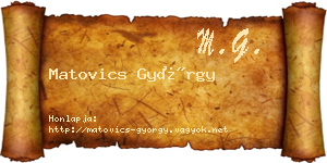 Matovics György névjegykártya